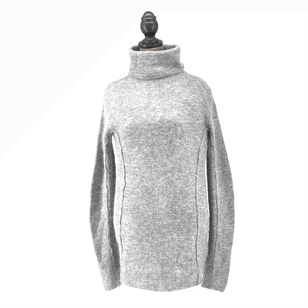 H&M Premium Mohair Wool Blend Grey Turtleneck Sweater Medium Luxurious Ribbed